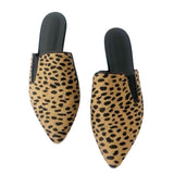 *Jenni Kayne Cheetah Pony Hair Pointed Toe Flat Mules, Size 40