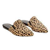 *Jenni Kayne Cheetah Pony Hair Pointed Toe Flat Mules, Size 40