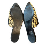 *Jenni Kayne Cheetah Pony Hair Pointed Toe Flat Mules, Size 40
