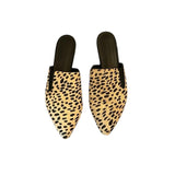 *Jenni Kayne Cheetah Pony Hair Pointed Toe Flat Mules, Size 40