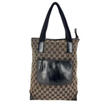*VINTAGE Gucci GG Monogram Canvas & Leather Trim North-South Zip Top Dual Handle Tote Bag