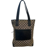 *VINTAGE Gucci GG Monogram Canvas & Leather Trim North-South Zip Top Dual Handle Tote Bag