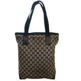 *VINTAGE Gucci GG Monogram Canvas & Leather Trim North-South Zip Top Dual Handle Tote Bag