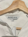 *Veronica Beard Saude Cotton Poplin Long Roll Sleeve Gold Button Popover Mini Shirt Dress, Size 0