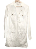 *Veronica Beard Saude Cotton Poplin Long Roll Sleeve Gold Button Popover Mini Shirt Dress, Size 0