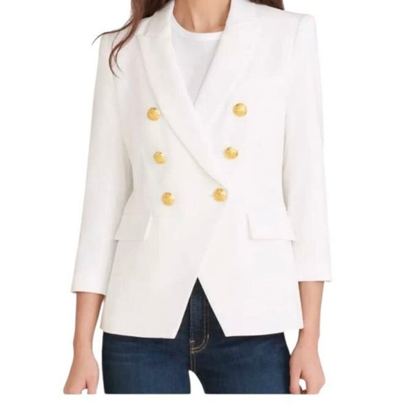 *Veronica Beard Empire Double Breasted Peak Lapel 3/4 Sleeve Dickey Blazer, Size 4