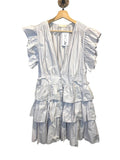 *Ulla Johnson Sena Cotton Poplin Flutter Sleeve V-Neck Tiered Mini Dress, Size 8