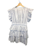 *Ulla Johnson Sena Cotton Poplin Flutter Sleeve V-Neck Tiered Mini Dress, Size 8