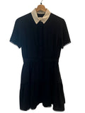 *Kenzo Silk Contrast Collar Ric-Rac Trim Short Sleeve Tiered Mini Dress, Size FR 38=US 6