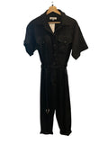 *FRAME Arie Linen Blend Short Sleeve Button-Up Collared Belted Jumpsuit, Size S