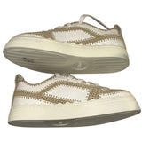 *NIB Chloe Lauren Leather Crochet Trim Lace-Up Low Top Sneakers w/Box, Size 40