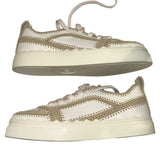 *NIB Chloe Lauren Leather Crochet Trim Lace-Up Low Top Sneakers w/Box, Size 40