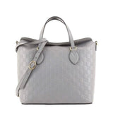 *Gucci Signature Guccissima Embossed Leather Fold Over Closure Medium Tote Bag