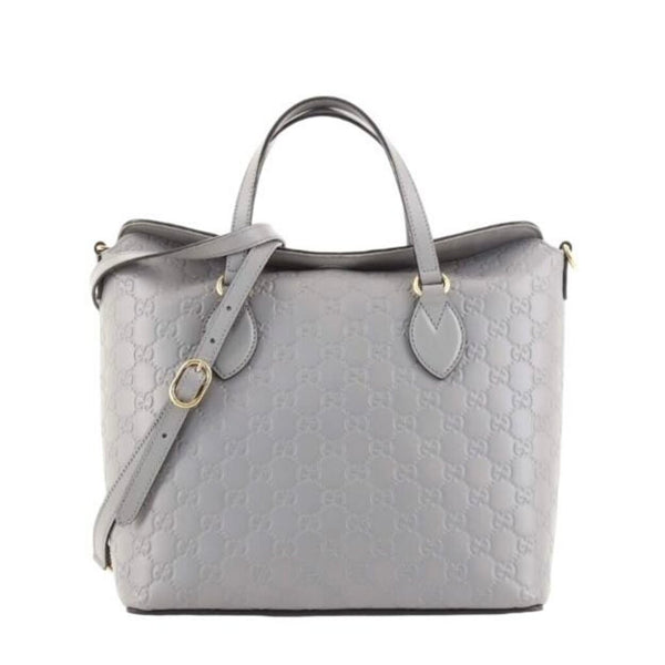 *Gucci Signature Guccissima Embossed Leather Fold Over Closure Medium Tote Bag