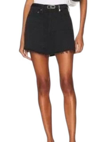 *NWT AGOLDE Parker Denim High-Rise Angled Hem Mini Skirt, Size 28 (6)