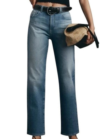 *AG Denim Brinley Japanese Denim Mid-Rise Straight Leg Raw Hem Jeans, Size 29 (8)