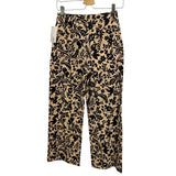 *Sezane Martin Linen & Cotton Nora Floral Print High Rise Straight Cropped Flare Pants, Size FR 34 (2)