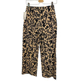*Sezane Martin Linen & Cotton Nora Floral Print High Rise Straight Cropped Flare Pants, Size FR 34 (2)
