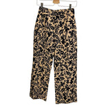 *Sezane Martin Linen & Cotton Nora Floral Print High Rise Straight Cropped Flare Pants, Size FR 34 (2)