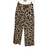 *Sezane Martin Linen & Cotton Nora Floral Print High Rise Straight Cropped Flare Pants, Size FR 34 (2)
