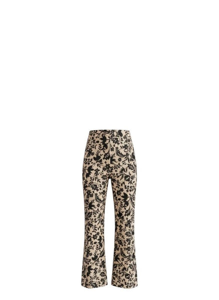 *Sezane Martin Linen & Cotton Nora Floral Print High Rise Straight Cropped Flare Pants, Size FR 34 (2)