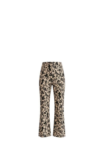 *Sezane Martin Linen & Cotton Nora Floral Print High Rise Straight Cropped Flare Pants, Size FR 34 (2)