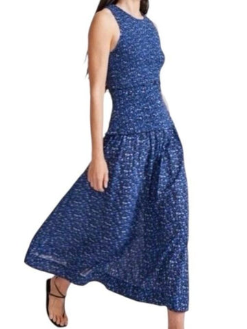*Apiece Apart Siempre Floral Sleeveless Smocked Crew Neck Tank Maxi Dress, Size XS