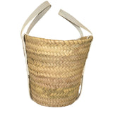*FRAME Straw Woven Leather Trim Petite Mini Tote Bag