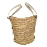 *FRAME Straw Woven Leather Trim Petite Mini Tote Bag