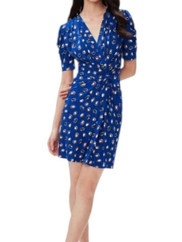 *NWT DVF Emilia Paint Dots Short Sleeve Tie Wrap Mini Dress, Size S