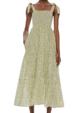 *XiRENA Lorraine Cotton & Silk Floral Tie Shoulder Strap Smocked Bodice Tiered Maxi Dress, Size L
