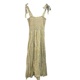 *XiRENA Lorraine Cotton & Silk Floral Tie Shoulder Strap Smocked Bodice Tiered Maxi Dress, Size L