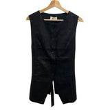 *NWT DISSH Alessia Linen Sleeveless Crew Neck Button-Up Tie Waist Vest Top, Size 12