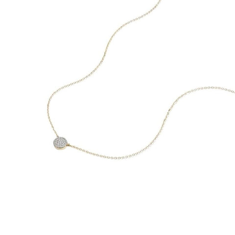 ^Mejuri Large 14K Gold & Pave Diamond Round Pendant Necklace