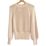*St. Roche Bettina Baby Alpaca Pointelle Knit Balloon Sleeve Crew Neck Sweater, Size XS