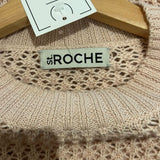 *St. Roche Bettina Baby Alpaca Pointelle Knit Balloon Sleeve Crew Neck Sweater, Size XS