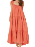 *XiRENA Rumer Cotton Gauze Sleeveless Ruffle Trim Scoop Tank Tiered Midi Dress, Size XS