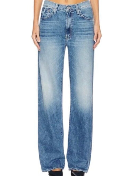 Mother The Dodger Flood High-Rise Loose Wide Leg Cuffed Cropped Jeans, Size 25(0)