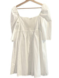 *Reformation Gibson Stretch Cotton 3/4 Sleeve Square Neck Empire Waist Mini Dress, Size 8