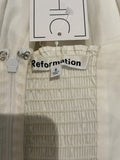 *Reformation Gibson Stretch Cotton 3/4 Sleeve Square Neck Empire Waist Mini Dress, Size 8