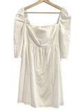 *Reformation Gibson Stretch Cotton 3/4 Sleeve Square Neck Empire Waist Mini Dress, Size 8