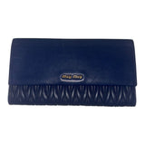 *Miu Miu Matelasse Leather Logo Flap Front Clutch Bag Large Wallet