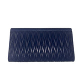 *Miu Miu Matelasse Leather Logo Flap Front Clutch Bag Large Wallet
