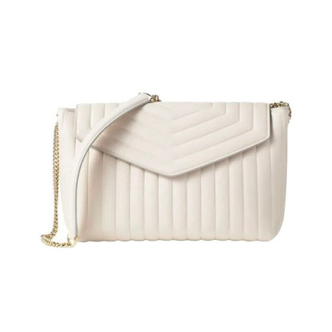 *Salvatore Ferragamo Quilted Leather Envelope Flap Front Gancini Chain Strap Shoulder Bag