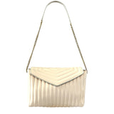 *Salvatore Ferragamo Quilted Leather Envelope Flap Front Gancini Chain Strap Shoulder Bag