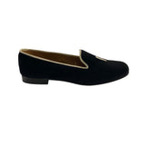 *Stubbs & Wootten Velvet I DO Embroidered Block Lettering Smoking Loafers Slippers Flats, Size 10