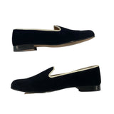 *Stubbs & Wootten Velvet I DO Embroidered Block Lettering Smoking Loafers Slippers Flats, Size 10