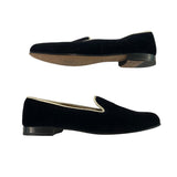 *Stubbs & Wootten Velvet I DO Embroidered Block Lettering Smoking Loafers Slippers Flats, Size 10