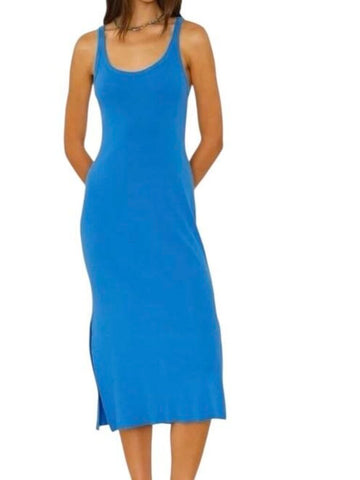 *XiRENA Beckett Cotton Rib Knit Sleeveless Tank Scoop Neck Straight Midi Dress, Size XS
