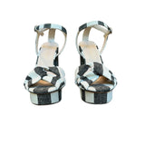 *Loeffler Randall Arbella Canvas Stripe Knot Vamp Ankle Strap 5" Heel Platform Sandals, Size 10